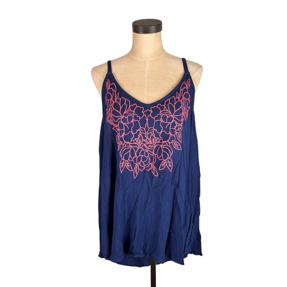 Torrid Sophie Gauze Embroidered Swing Cami Navy SZ 3X - Picture 2 of 8